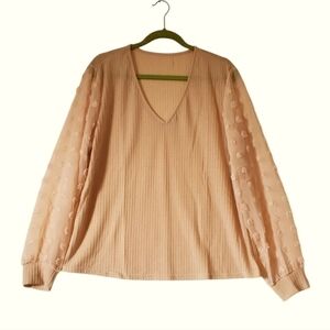 Cream Soft‎ Dressy Blouse Top Sheer Sleeves Women Size 2XL NWOT